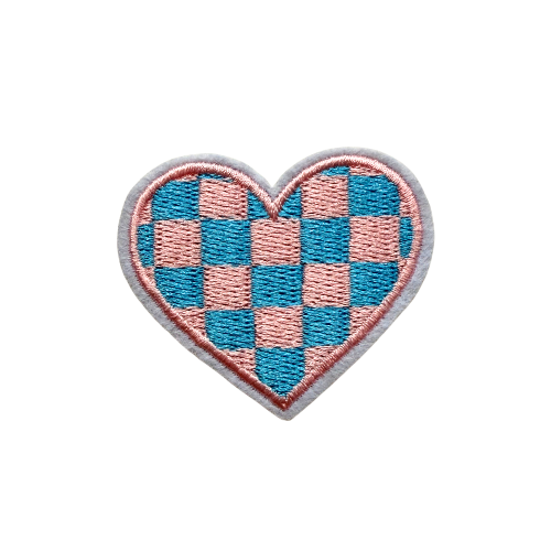 Pink & Blue Checker Heart