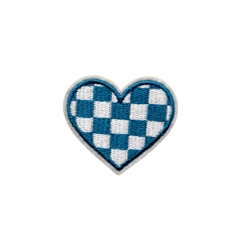 Blue & White Checker Heart